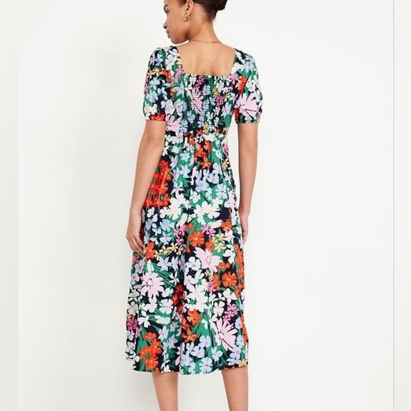 Old Navy Multi Floral Puff Sleeve Swing Dress Size Large - Picture 11 of 11